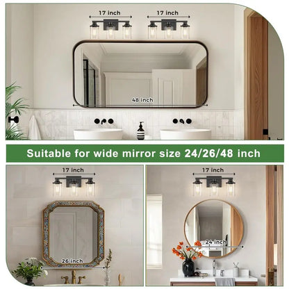 Élodie 3-Light Black Bathroom Vanity Mirror Wall Lamp 17 Inch
