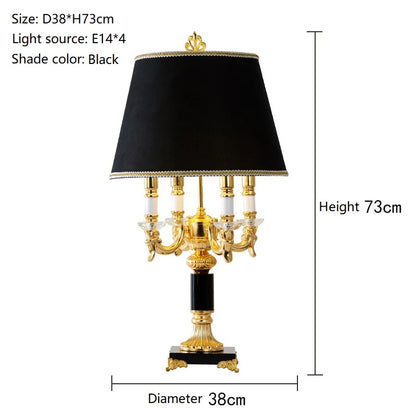 Élysée Luxuriöse Schwarz-Goldene Kristall-Tischlampe