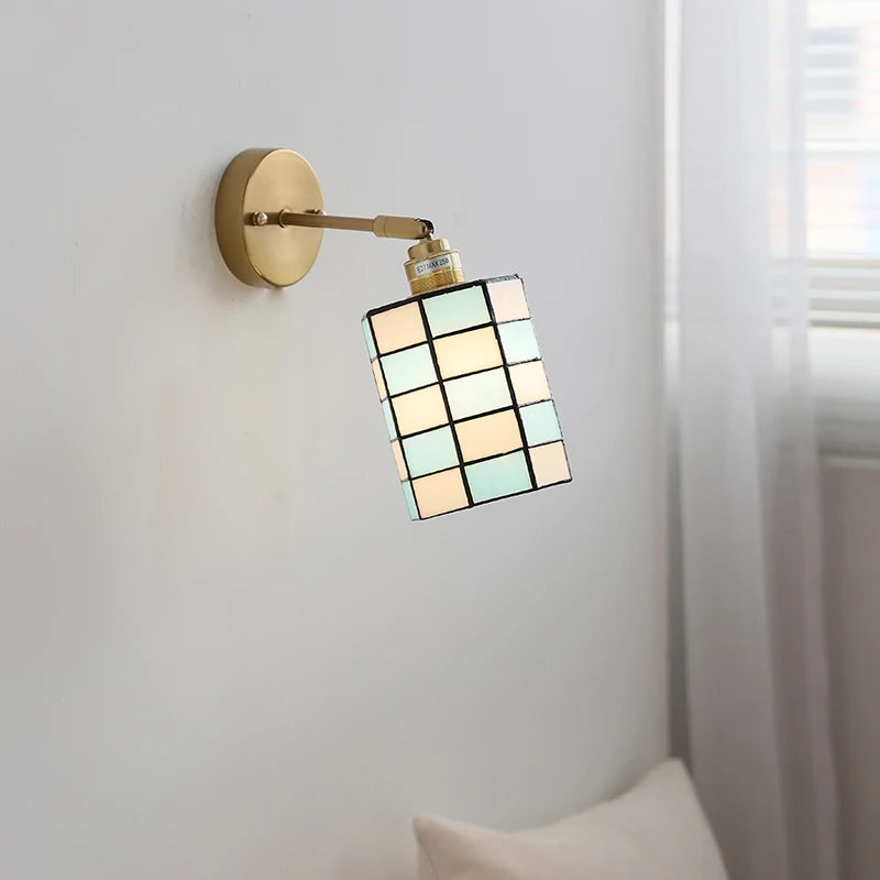 Isabelle Vintage Blue Glass Copper LED Wall Sconce