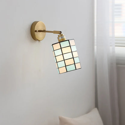 Isabelle Vintage Blue Glass Copper LED Wall Sconce
