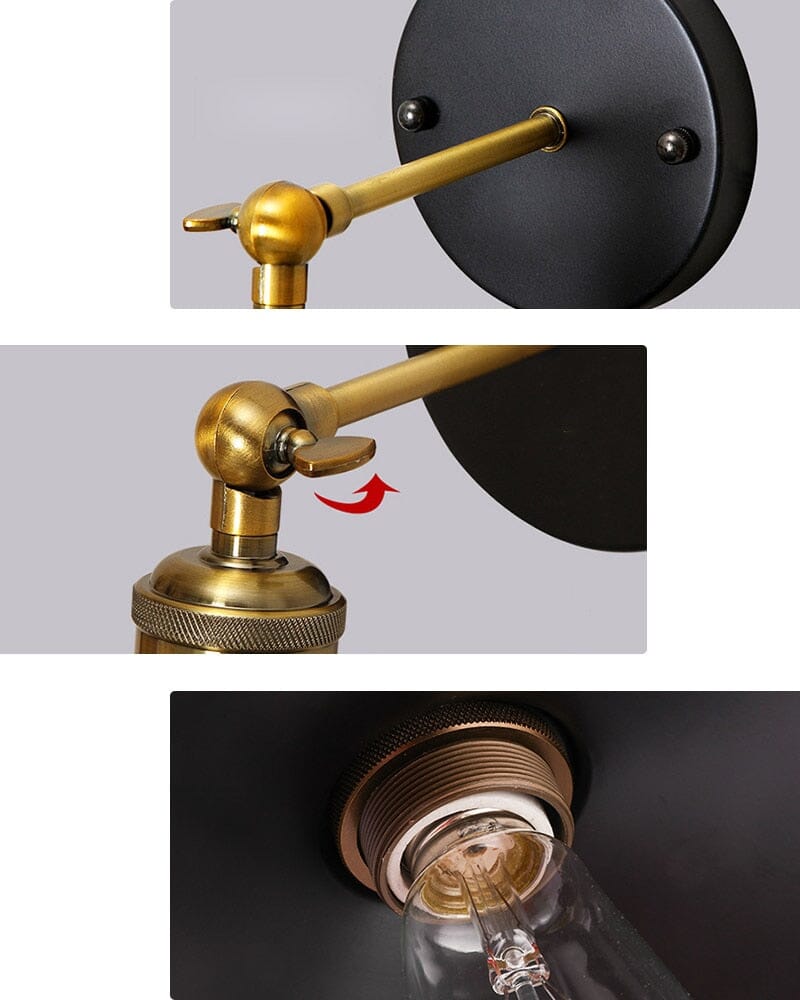 Clara Industrial Vintage Wall Lamp with Rustic Metal Finish
