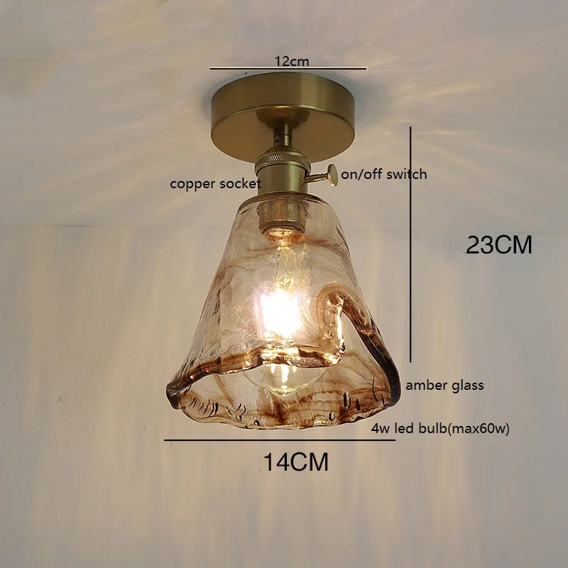 Éloise Amber Glas Kupfer Deckenleuchte