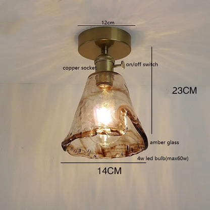 Éloise Amber Glas Kupfer Deckenleuchte