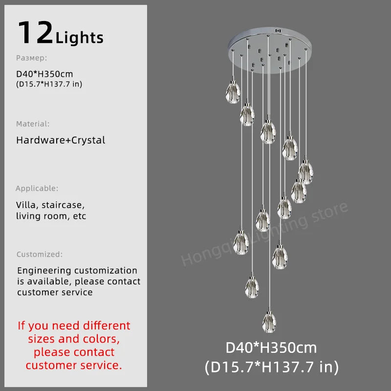 Sophie Crystal Nordic Staircase Pendant Chandelier