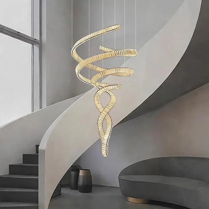 Elara Moderner Kristall-Treppen-Kronleuchter mit LED, Fern-/Touch-Steuerung