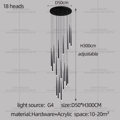 Camille Modern Cone LED Staircase Pendant Chandelier