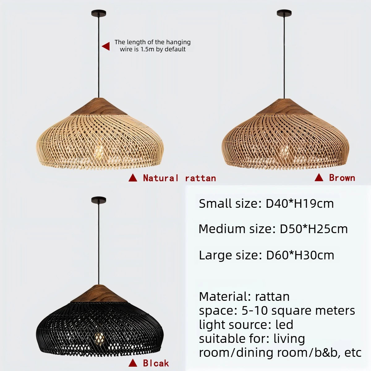 Sophie Wabi Sabi Rattan Pendelleuchte E27 Boho Esszimmerleuchte