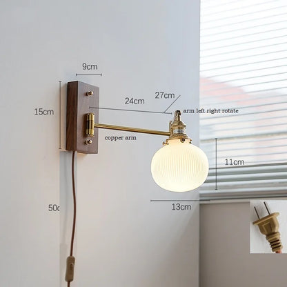 Colette Wood & Copper Adjustable Wall Light