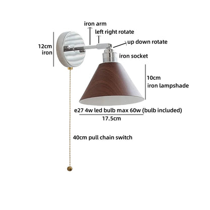 Clara Vintage Industrie-Eisen-LED-Wandlampe mit Zugschalter
