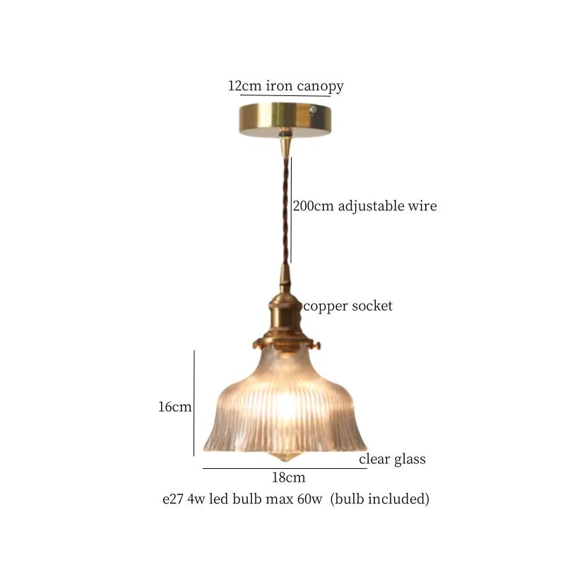 Élise Vintage Cracked Glass Copper LED Pendant Lamp Loft Style