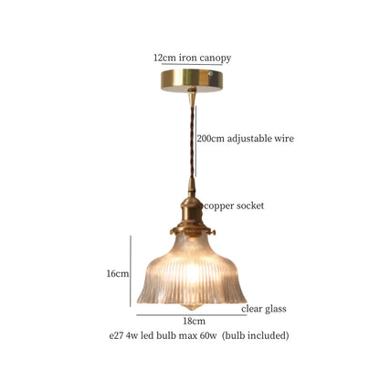 Élise Vintage Cracked Glass Copper LED Pendant Lamp Loft Style