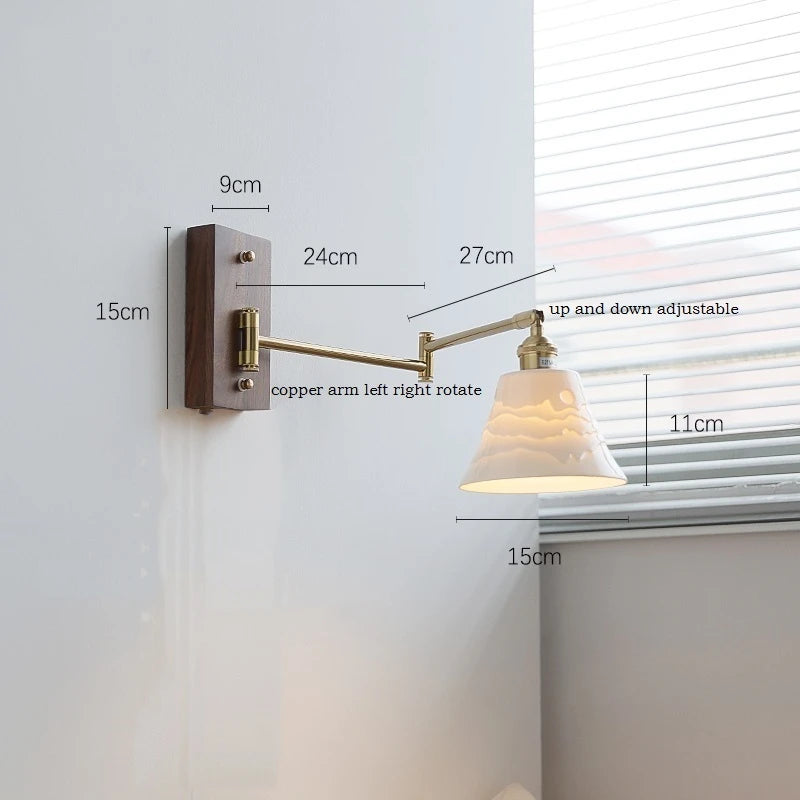 Colette Wood & Copper Adjustable Wall Light
