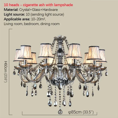 ELARA Europäische Luxus Kristall Pendelleuchte Rauchgrau Wohnzimmer Restaurant Schlafzimmer Villa Hotel Western Restaurant Kronleuchter
