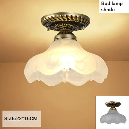 Camille Retro Glass Ceiling Light Ivory E27 Hallway Lamp