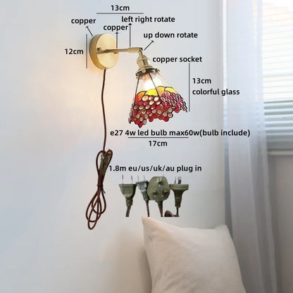 Isabelle Vintage Blue Glass Copper LED Wall Sconce