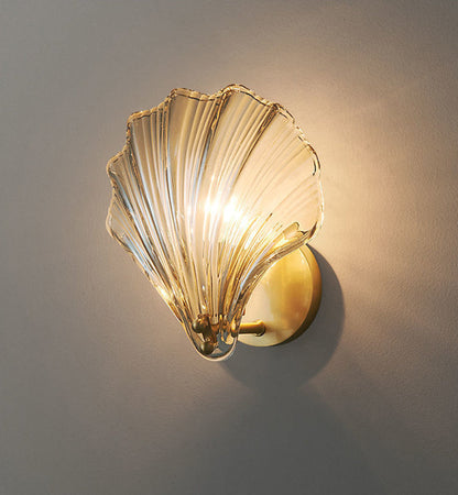 Isabelle Sea Shell Glas LED Wandleuchte Gold Akzentlampe