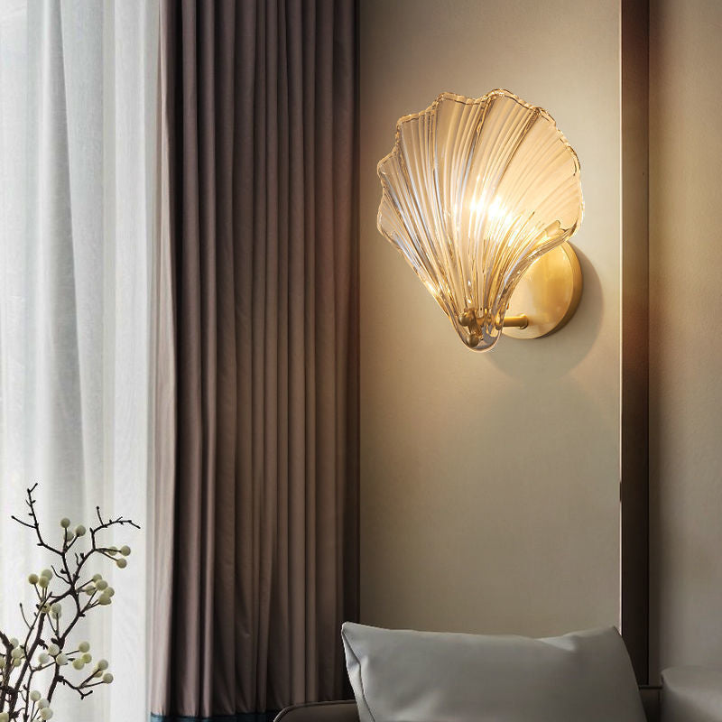 Isabelle Sea Shell Glas LED Wandleuchte Gold Akzentlampe