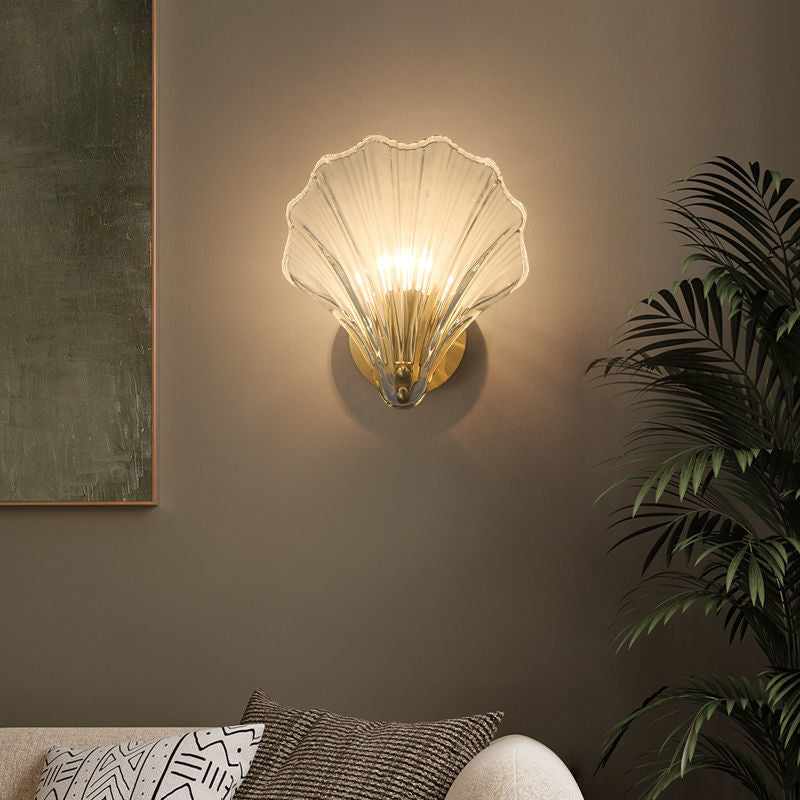 Isabelle Sea Shell Glas LED Wandleuchte Gold Akzentlampe