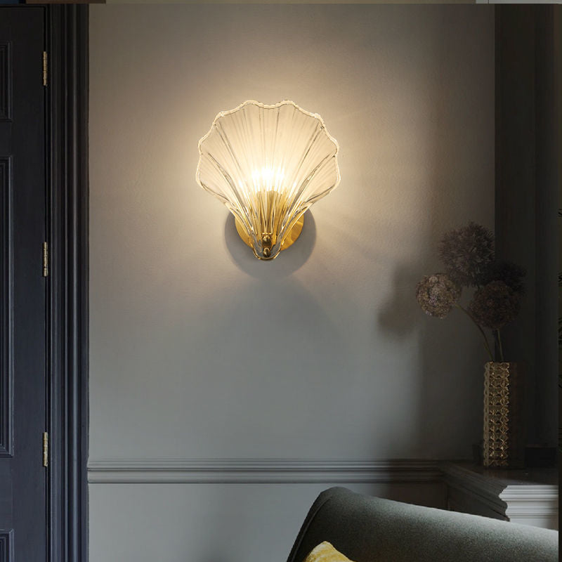 Isabelle Sea Shell Glas LED Wandleuchte Gold Akzentlampe