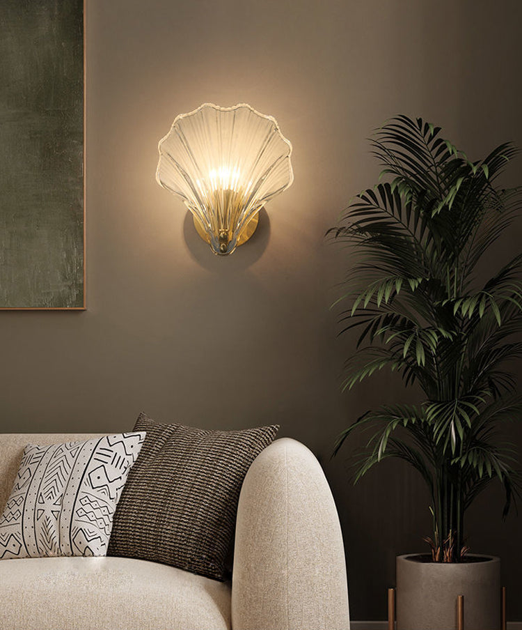 Isabelle Sea Shell Glas LED Wandleuchte Gold Akzentlampe