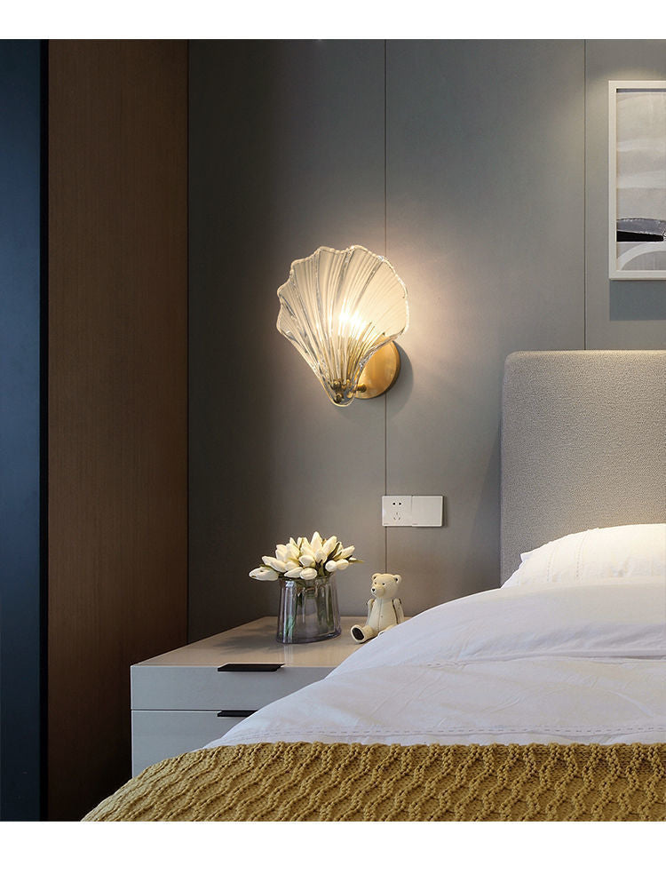 Isabelle Sea Shell Glas LED Wandleuchte Gold Akzentlampe