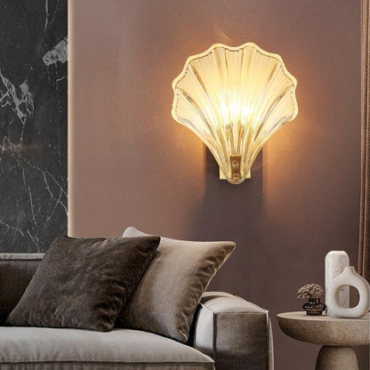 Isabelle Sea Shell Glas LED Wandleuchte Gold Akzentlampe