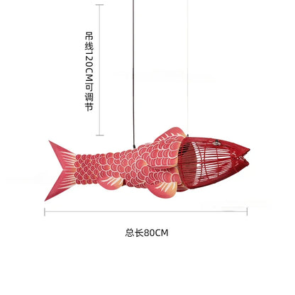 Koi Artisan Bambus-Fisch Pendelleuchte