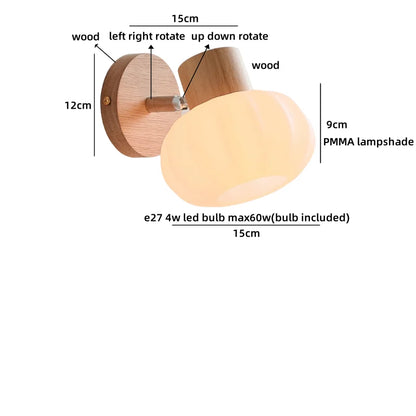 Chloé Ceramic Wall Light with Wood Accent