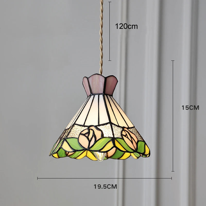 Camille Retro Buntglas-Pendelleuchte E27