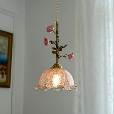 Élise Vintage französische Deckenleuchte mit Rose Copper Pendel