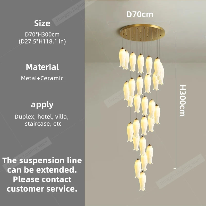 Amélie Minimalist Ceramic Staircase Pendant Light