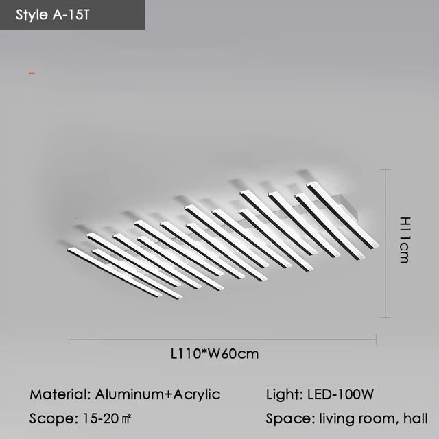 Élodie Minimalistische schwarze Linien-LED-Deckenleuchte, verstellbar