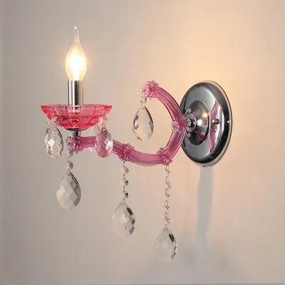 Europäische Kinderzimmer Schlafzimmer Wandlampen Prinzessin Warme Rosa Kristall Leuchte Wohnzimmer Hintergrund Wand LED-Leuchten Lampen