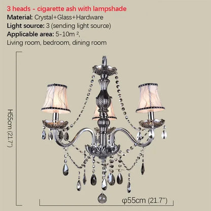 ELARA Europäische Luxus Kristall Pendelleuchte Rauchgrau Wohnzimmer Restaurant Schlafzimmer Villa Hotel Western Restaurant Kronleuchter