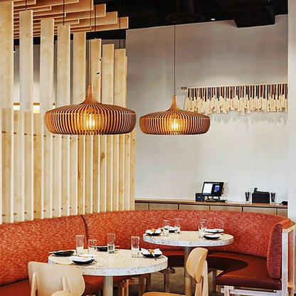Élodie Wood Birdcage Pendant Lamp E27 Loft Dining Light