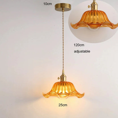 Valérie Vintage Art Deco Pendelleuchte aus Buntglas