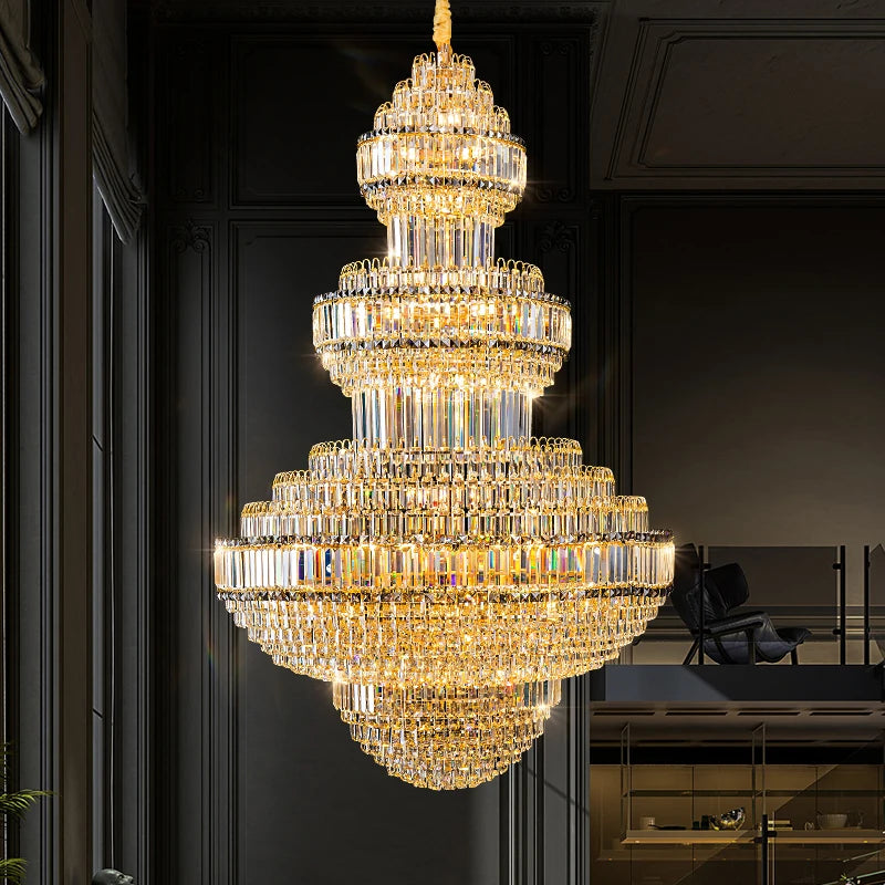 Luxuriöser Hohler Kristallanhänger-Kronleuchter für Villen- und Hotellobbys