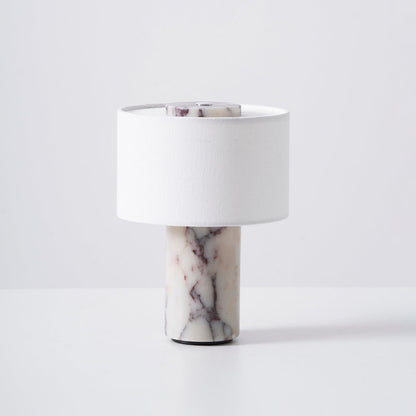 Aurélie Marmor-Sediment-Tischlampe mit Stoffschirm