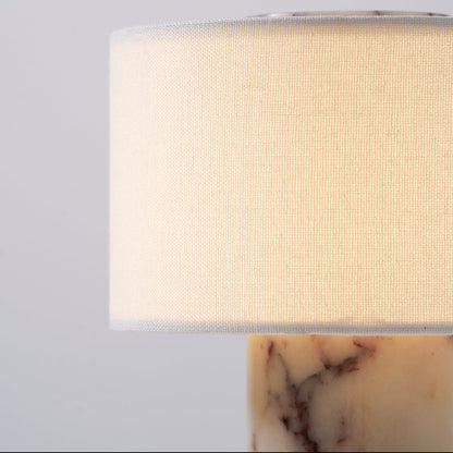 Aurélie Marmor-Sediment-Tischlampe mit Stoffschirm