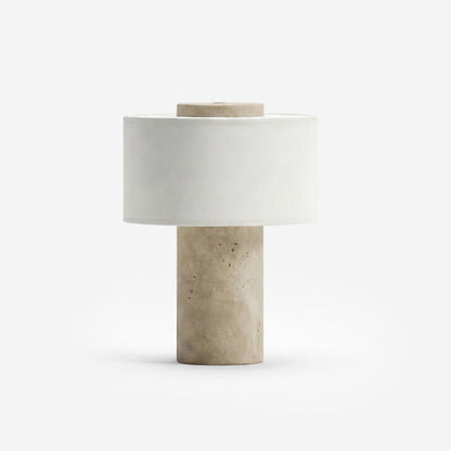 Aurélie Marmor-Sediment-Tischlampe mit Stoffschirm