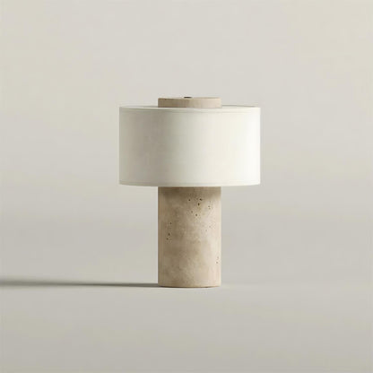 Aurélie Marmor-Sediment-Tischlampe mit Stoffschirm
