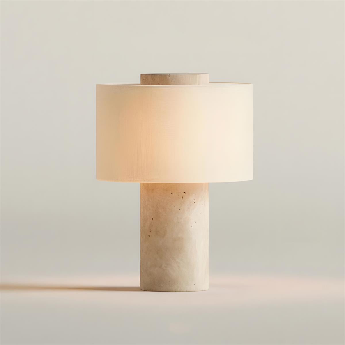 Aurélie Marmor-Sediment-Tischlampe mit Stoffschirm