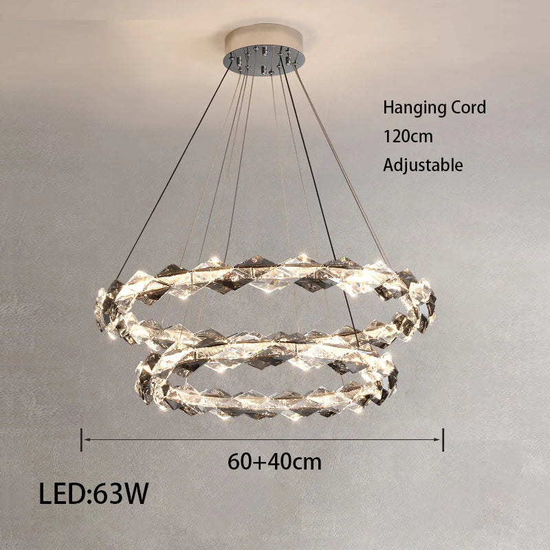 Élodie 2025 Moderner Ring Kristall LED Dimmbare Deckenleuchte Silber Dekor Lampe