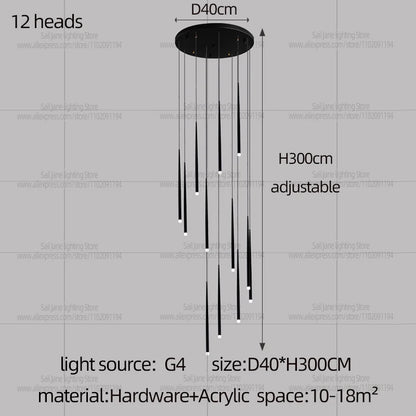Camille Modern Cone LED Staircase Pendant Chandelier