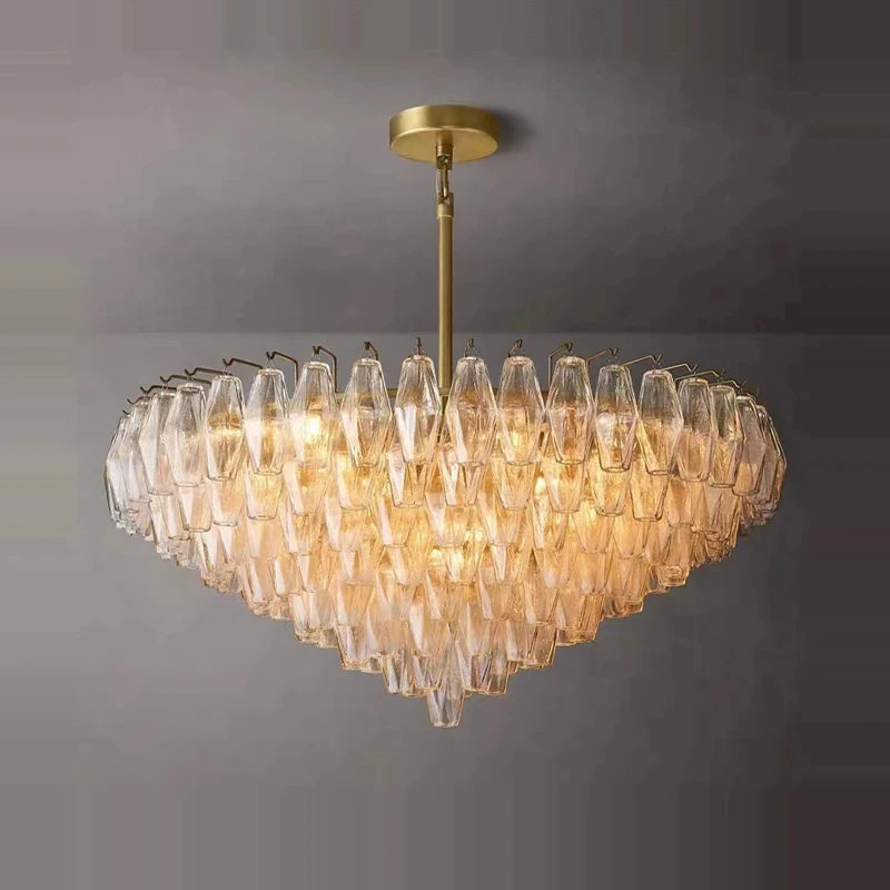 Retro Champagner Pendelleuchte für große Wohnzimmerbeleuchtung