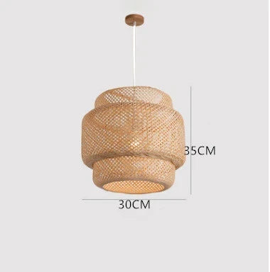 Élise Bambus handgestrickte Pendelleuchte E27 Japanischer Stil Lampe
