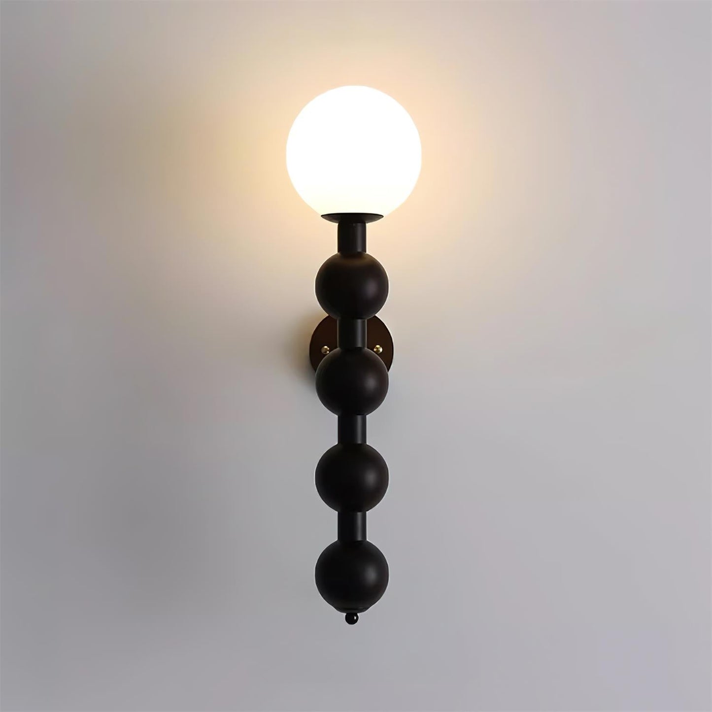 Selene Kugelwandleuchte mit Nussbaum-Perlmuttdesign und warmem Licht