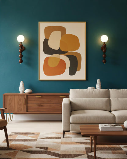Selene Kugelwandleuchte mit Nussbaum-Perlmuttdesign und warmem Licht