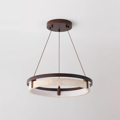 Laurent Ring Kronleuchter, Travertinstein mit integrierter LED