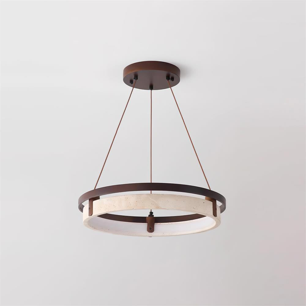 Laurent Ring Kronleuchter, Travertinstein mit integrierter LED